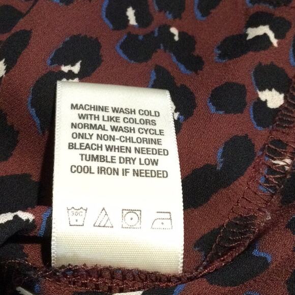 West Kei Multicolor Cheetah Print Faux Wrap High Low Tie Sleeve Blouse  S - Picture 13 of 16